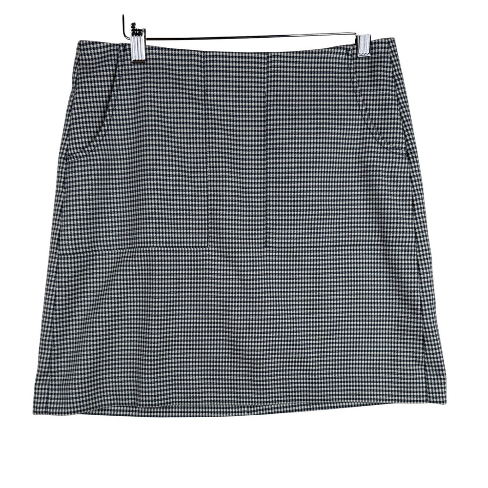 LOFT Outlet Petite Women's Navy and Cream Small Houndstooth Pattern Skirt sz 6P